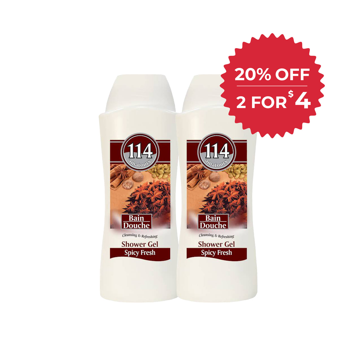 114 Shower Gel - Spicy Fresh 650ml x2