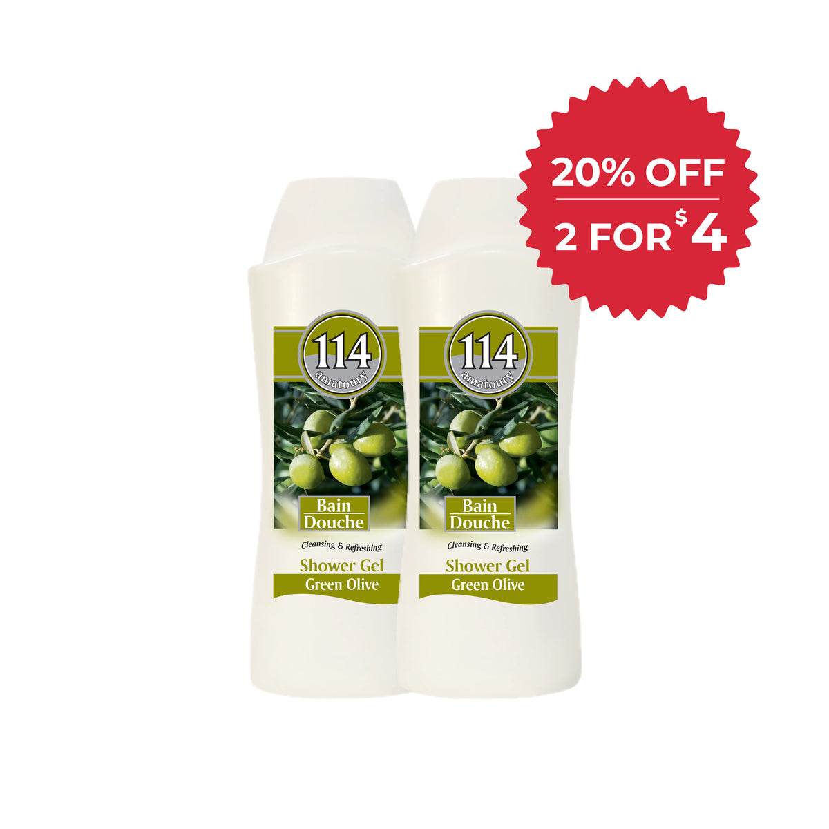 114 Shower Gel - Green Olive 650ml x2