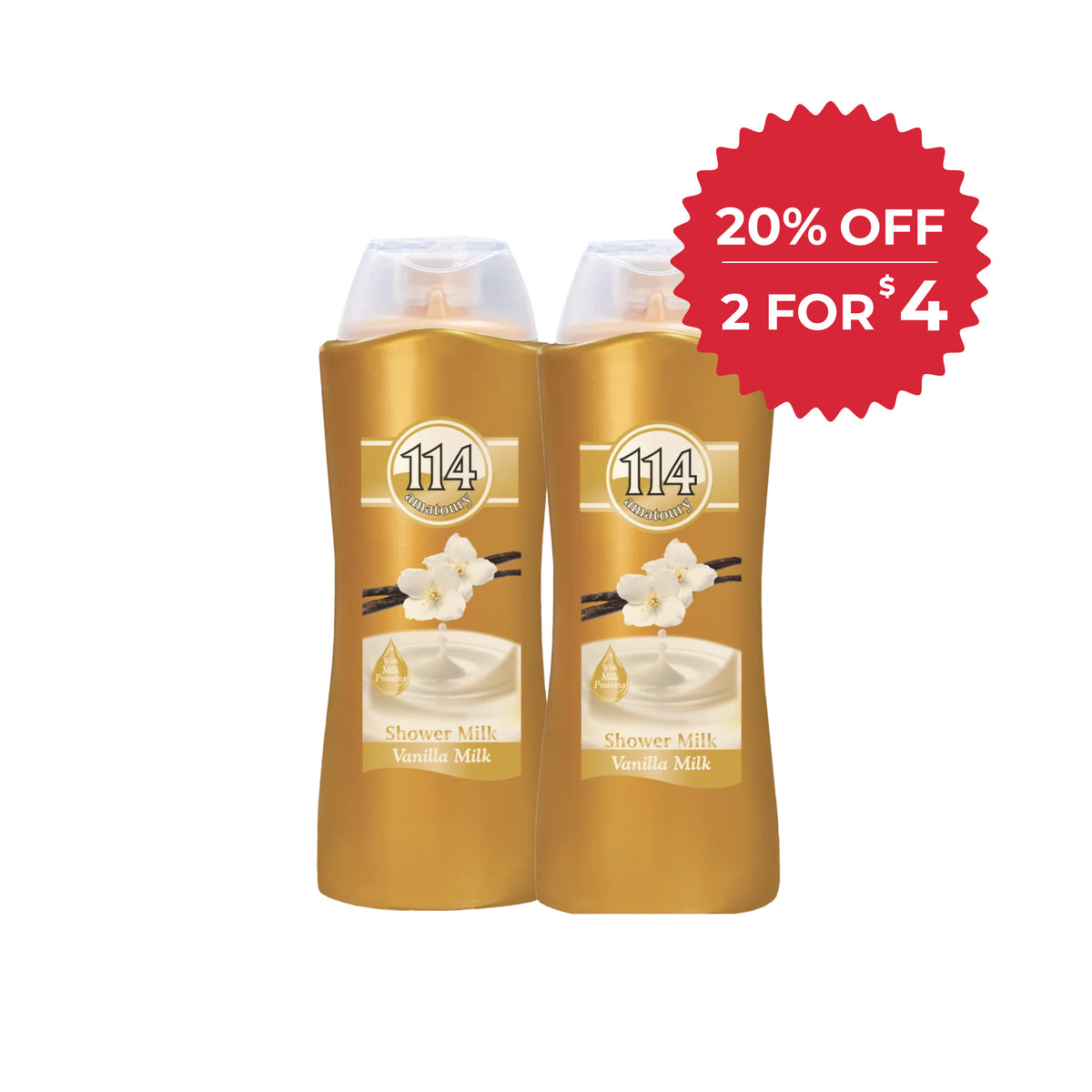 114 Shower Gel - Vanilla Milk 650ml x2