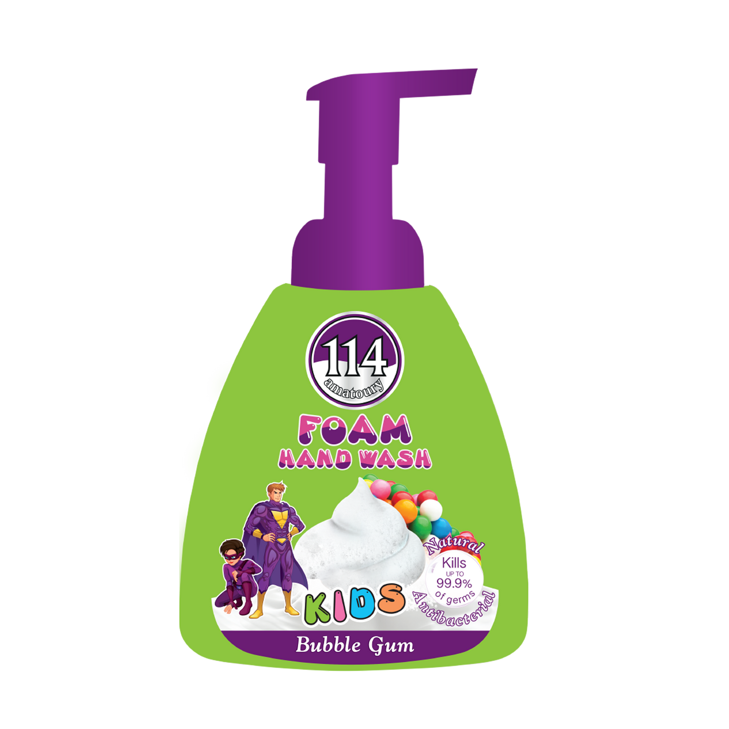 114 Hand Wash Mousse - Kids Bubble Gum 400mL
