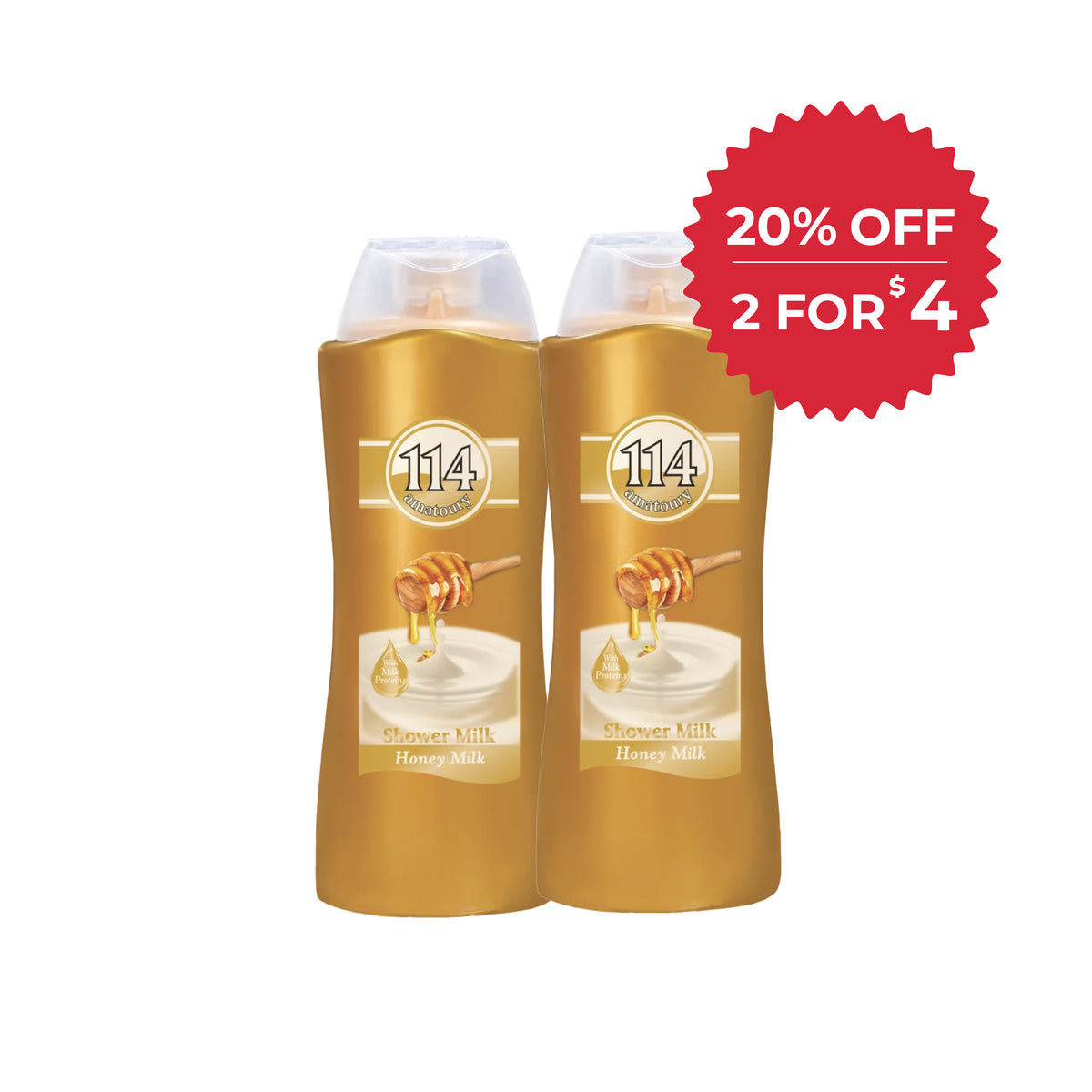 114 Shower Gel - Honey Milk 650ml x2
