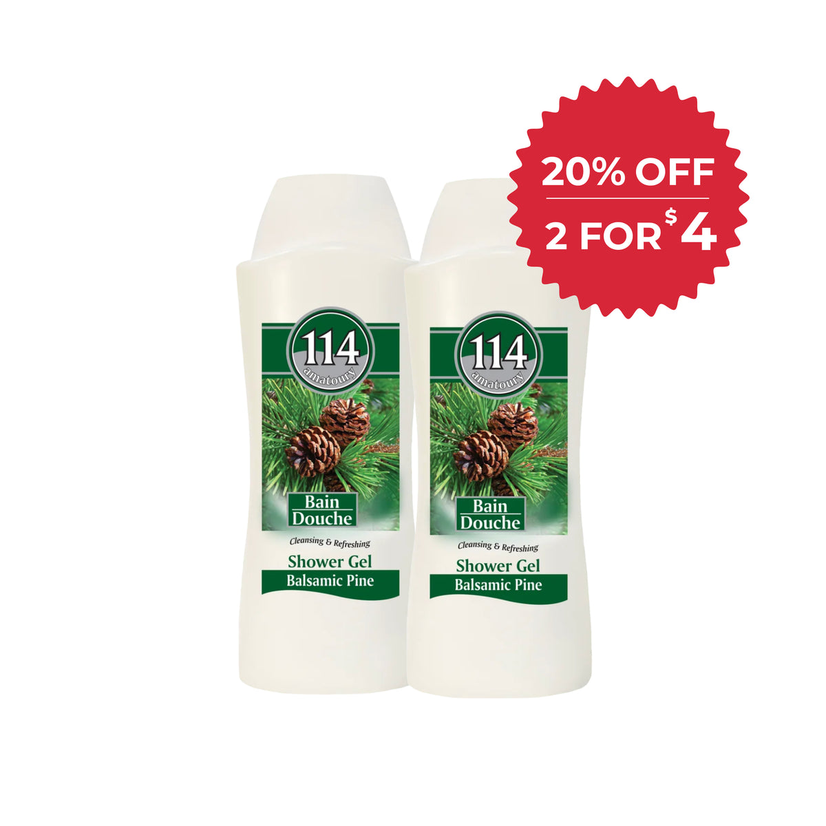 114 Shower Gel - Balsamic Pine 650ml x2