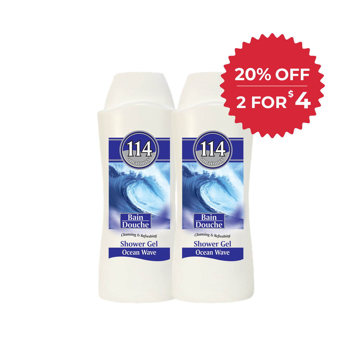 114 Shower Gel - Ocean Wave 650ml x2