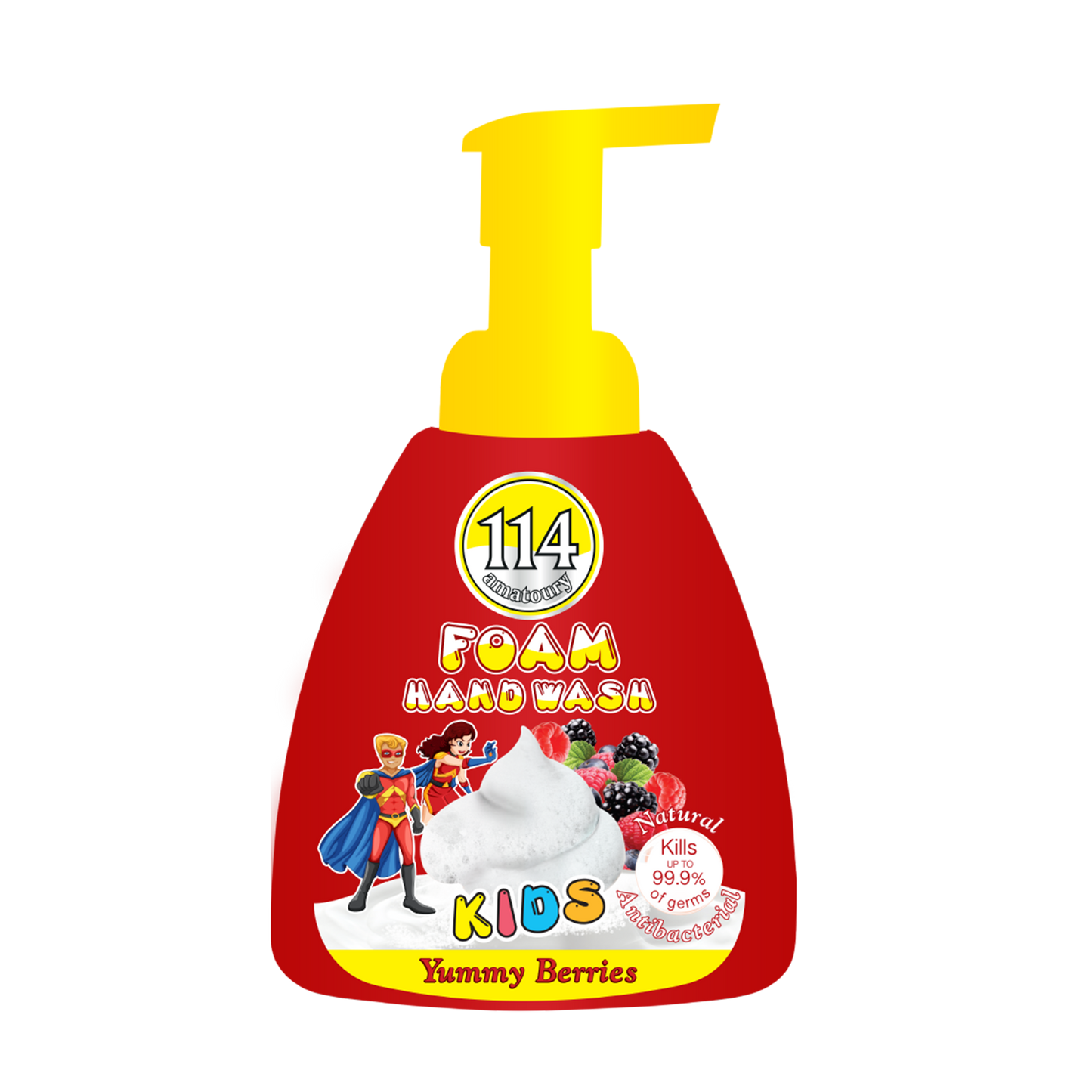 114 Hand Wash Mousse - Kids Yummy Berries 400mL